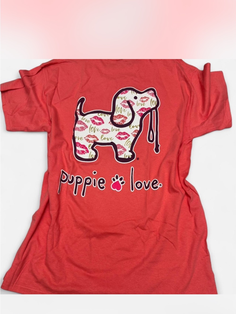 Puppie Love Red Graphic Short Sleeve Tee